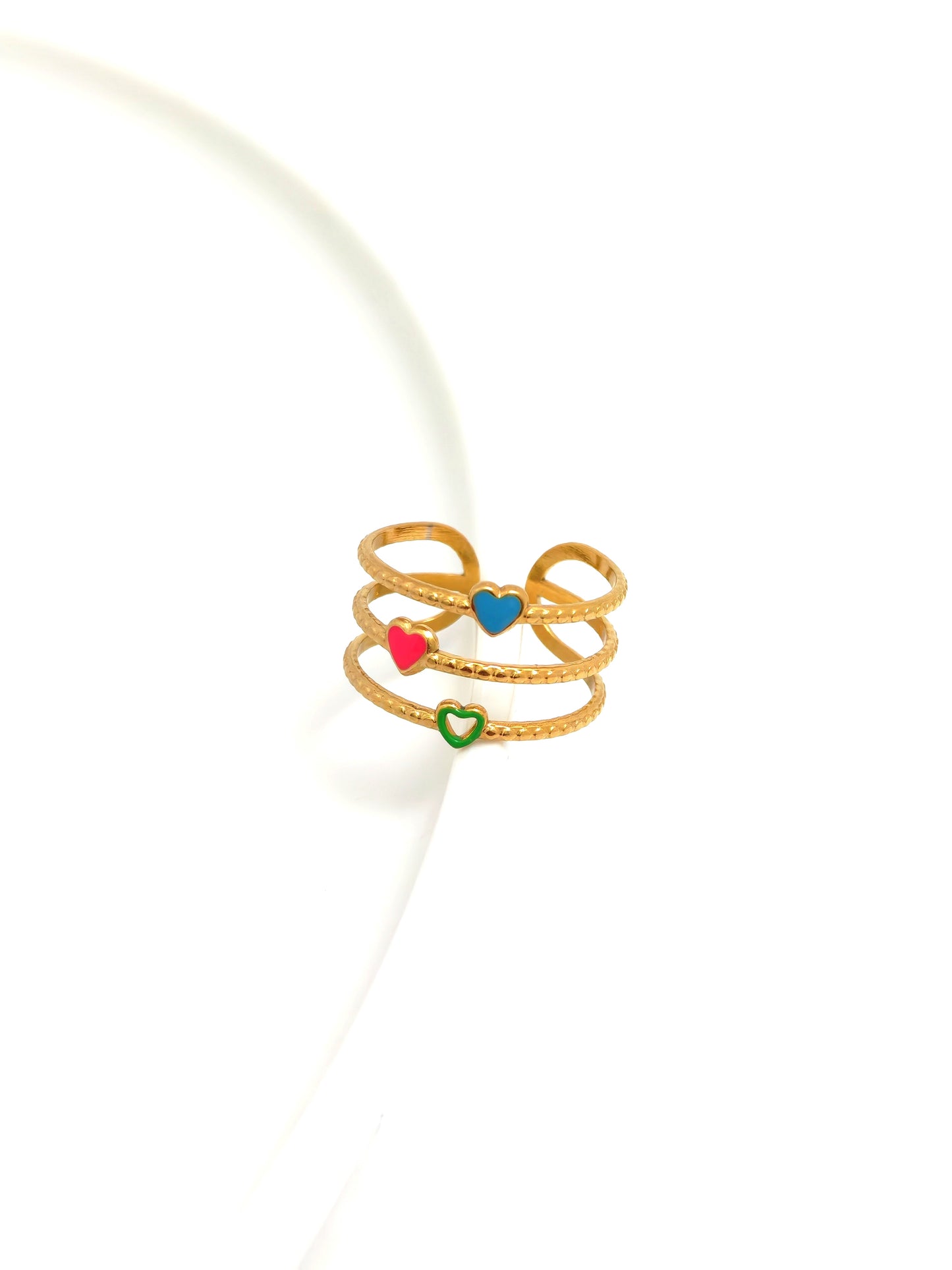 COLORFUL HEARTS STAINLESS RING