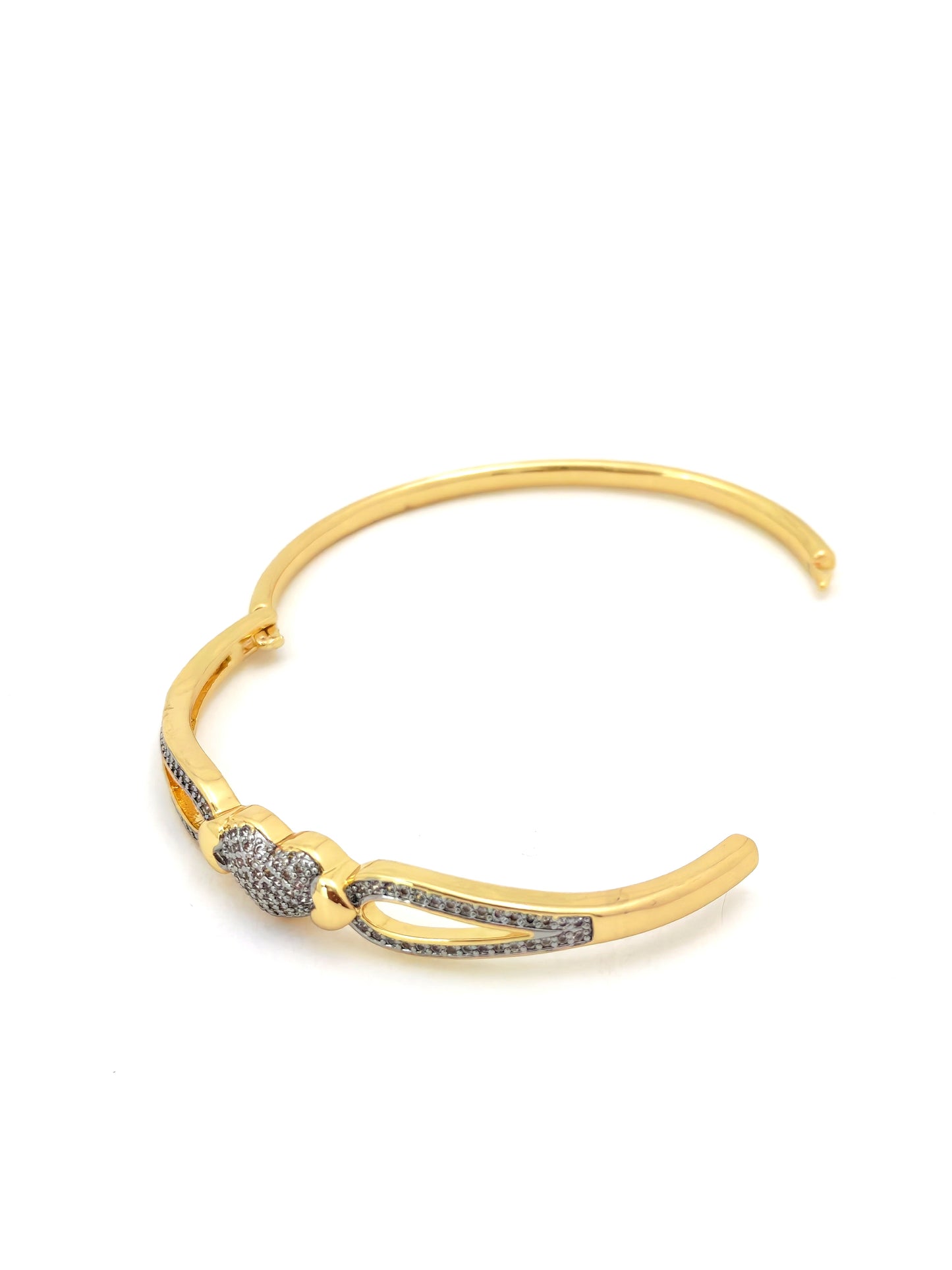 SILVER GOLD HEART BANGLE