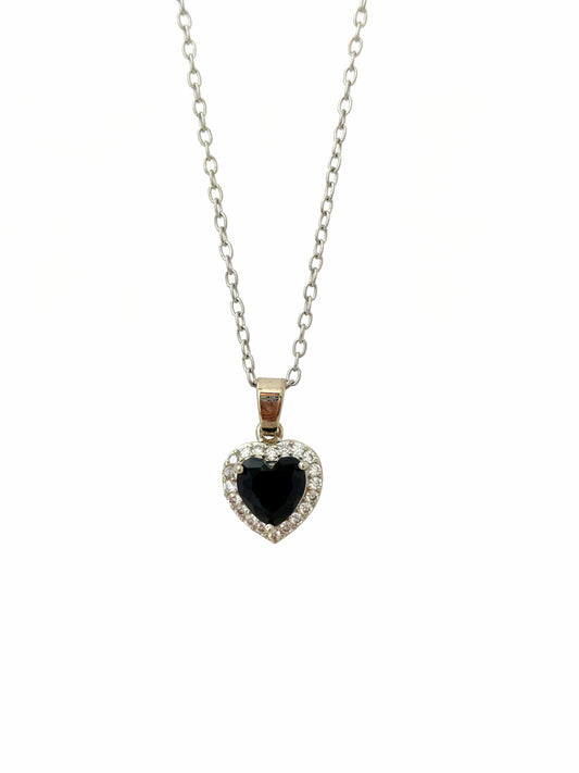 HEART PENDANT PNDRA NECKLACE - BLACK