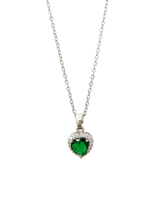 HEART PENDANT PNDRA NECKLACE - GREEN