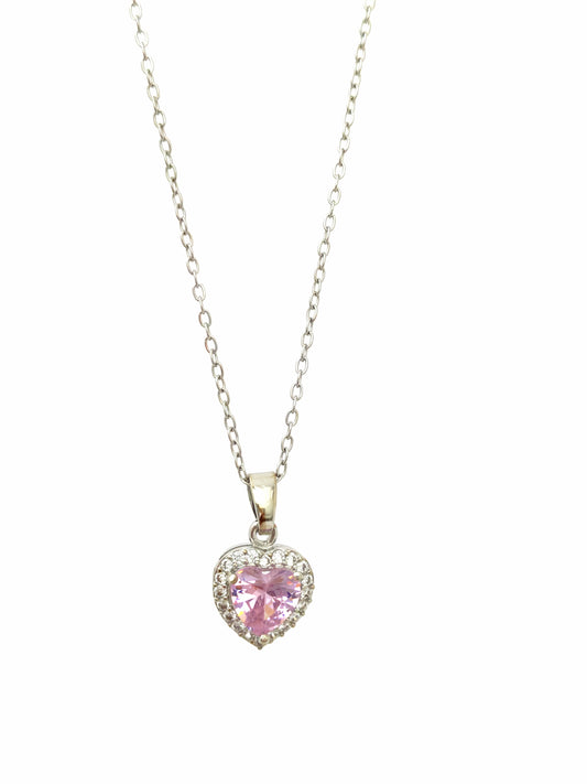 HEART PENDANT PNDRA NECKLACE - PINK