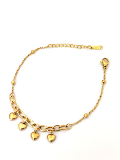 DROP SIMPLE HEARTS STAINLESS BRACELET