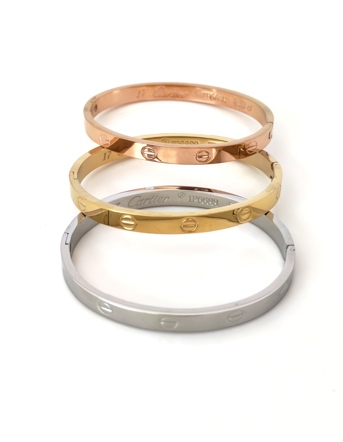 TRIPLE BRANDED CRTR STAINLESS STEEL BANGLES