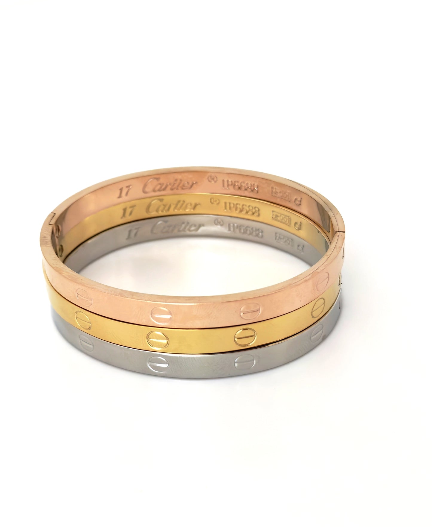 TRIPLE BRANDED CRTR STAINLESS STEEL BANGLES