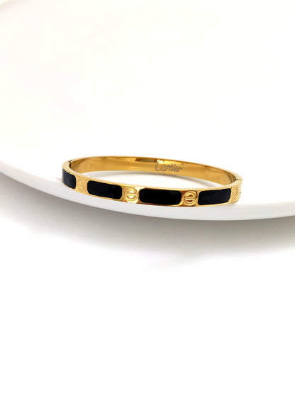 BLACK CRTR STAINLESS STEEL BANGLE