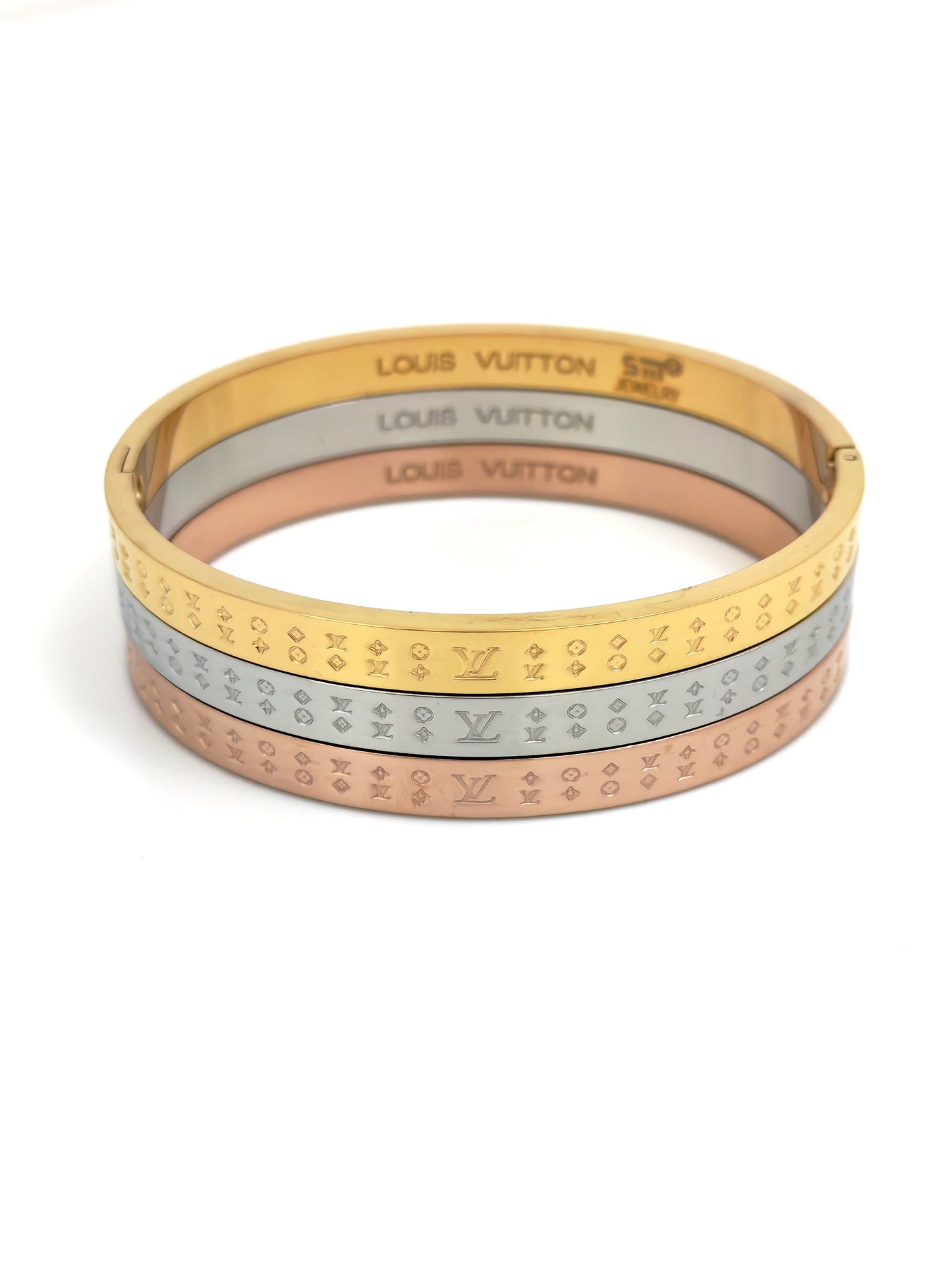 TRIPLE LV BRANDED STAINLESS STEEL BANGLES