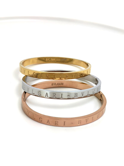 TRIPLE BRANDED BVLG STAINLESS STEEL BANGLES