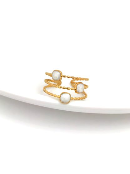 WHITE DOTS STAINLESS RING