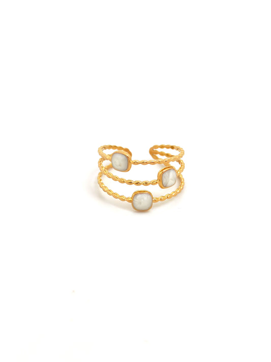 WHITE DOTS STAINLESS RING