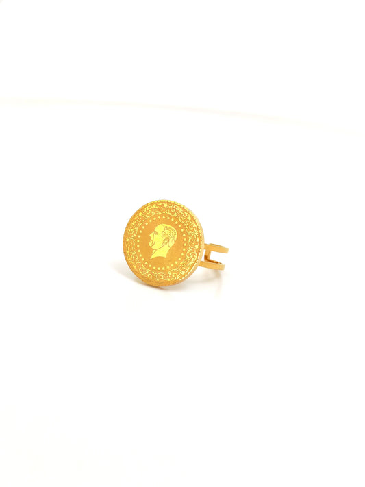 GOLDEN COIN STAINLESS STEEL RING