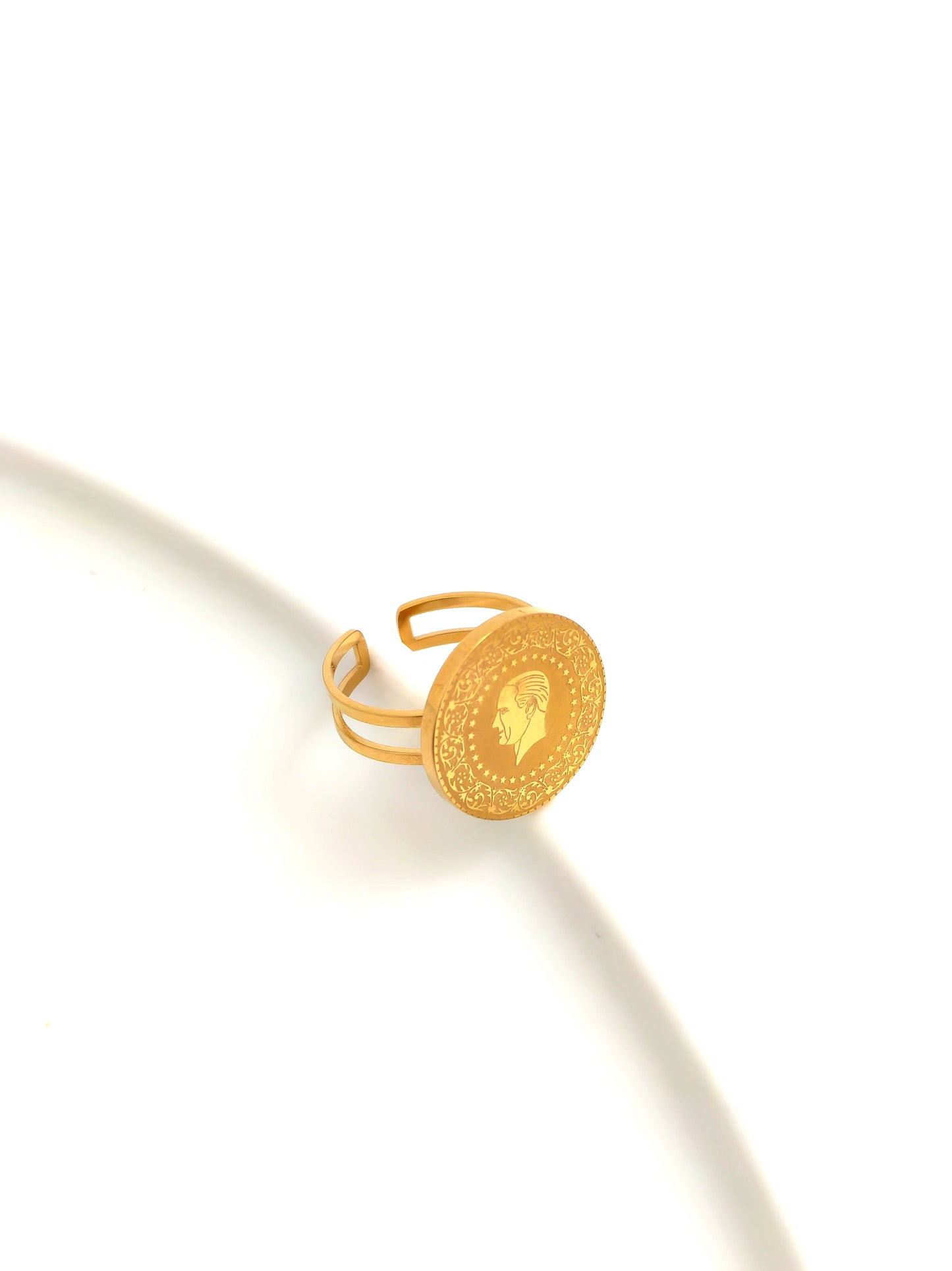 GOLDEN COIN STAINLESS STEEL RING