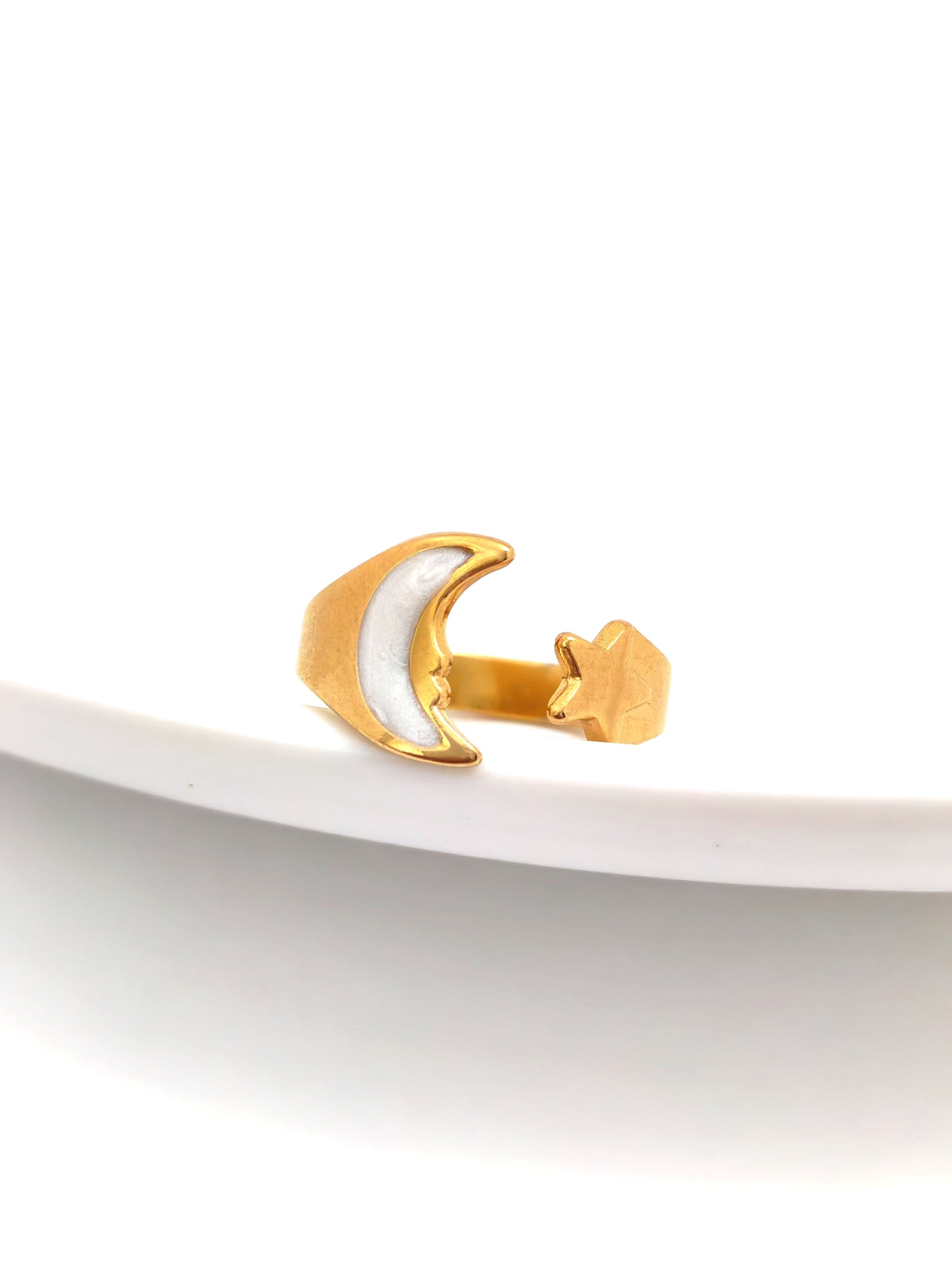 CRESCENT AND STAR STAINLESS RING