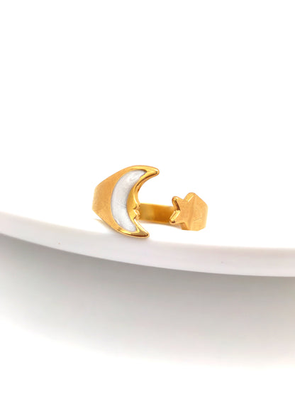 CRESCENT AND STAR STAINLESS RING