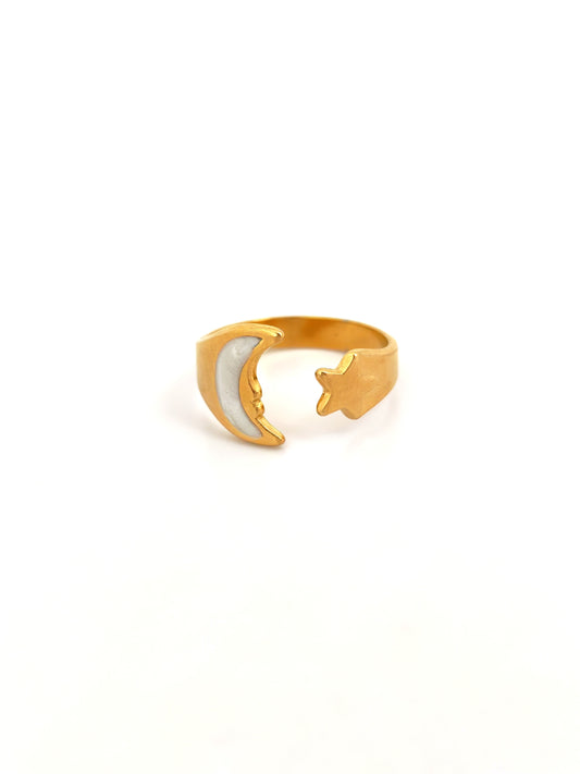 CRESCENT AND STAR STAINLESS RING