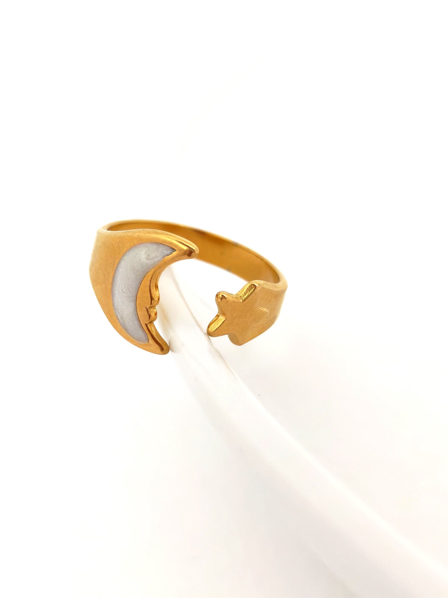 CRESCENT AND STAR STAINLESS RING