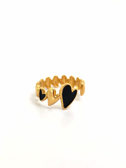 WINDING BLACK HEARTS STAILESS STEEL RING