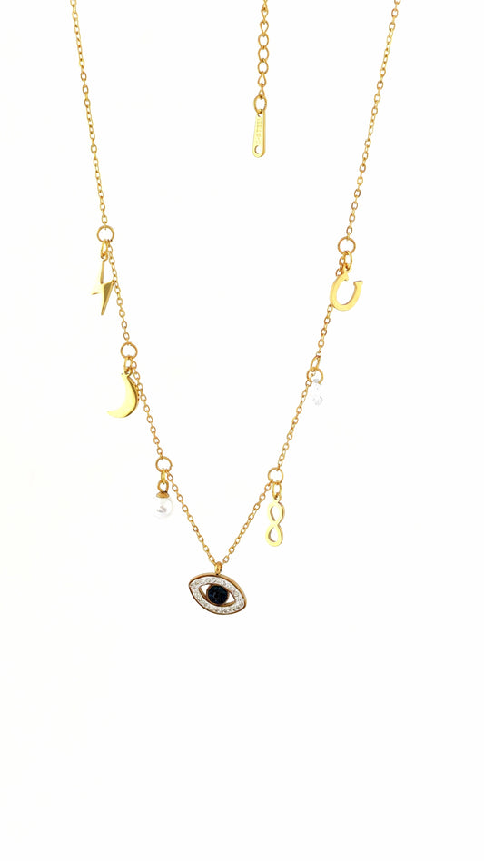 BLUE EYE STAINLESS STEEL NECKLACE