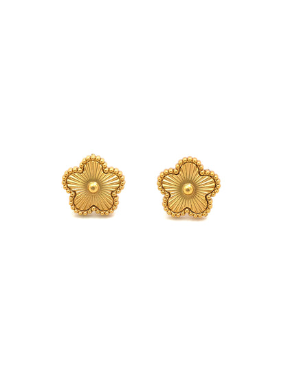 GOLDEN POLYGON FLOWER STUD EARRING