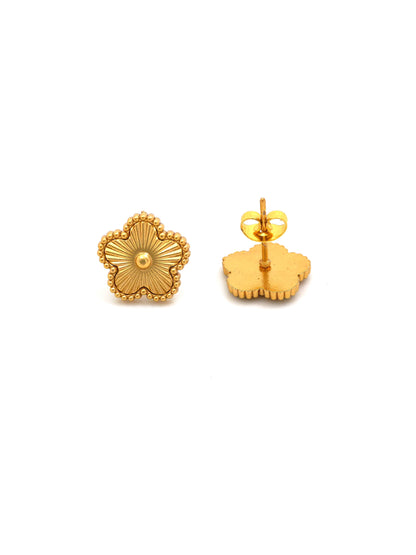GOLDEN POLYGON FLOWER STUD EARRING