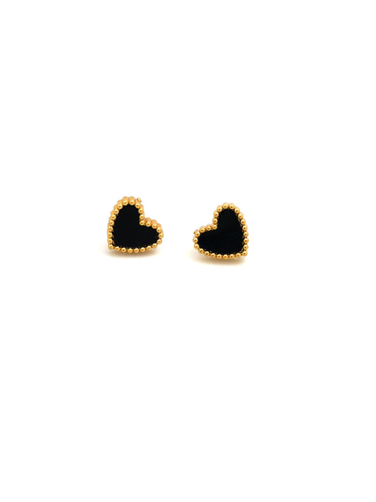 BLACK HEART STUD EARRING