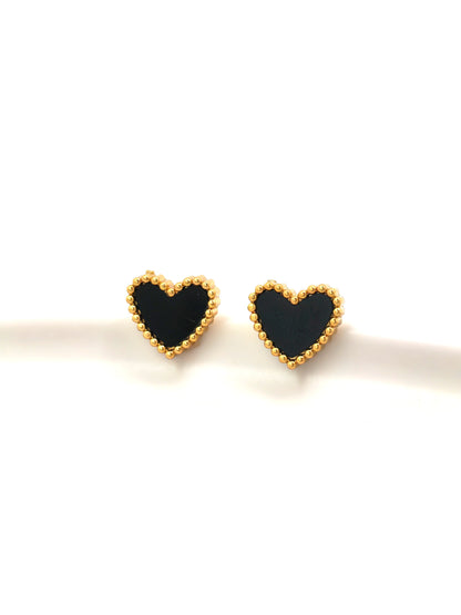 BLACK HEART STUD EARRING