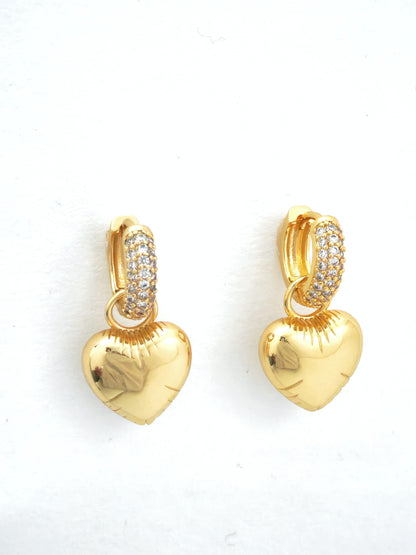 DROP HEART HOOP EARRING