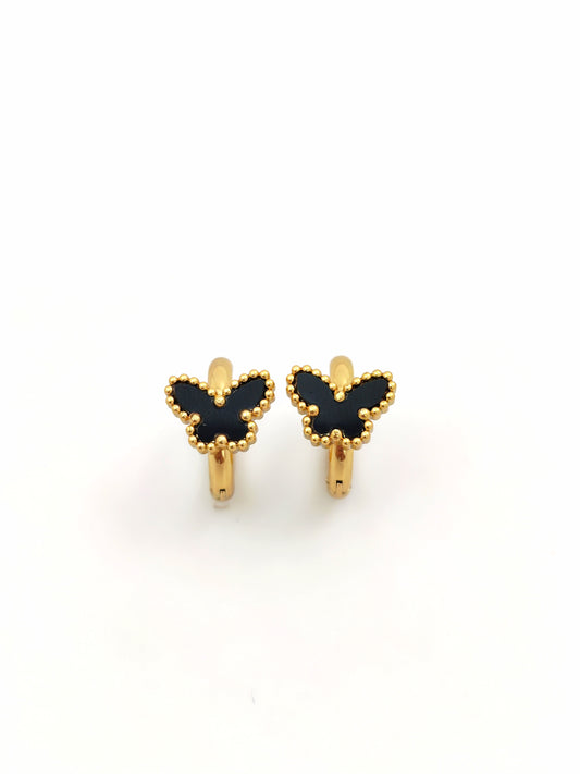 BLACK BUTTERFLY HOOP EARRING