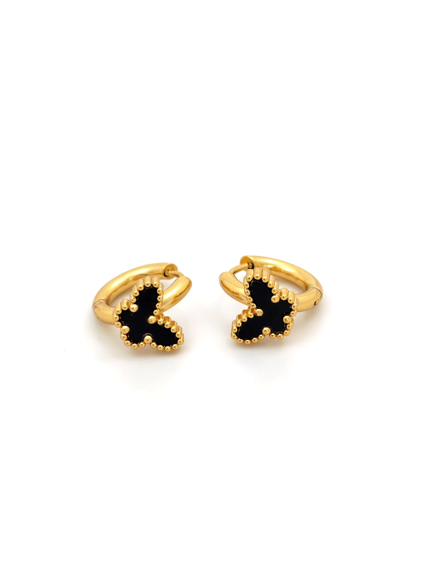 BLACK BUTTERFLY HOOP EARRING