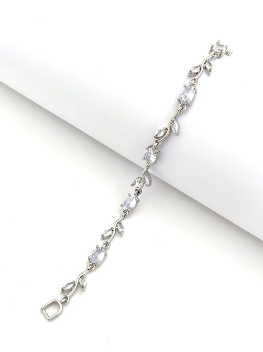 TRENDY WHITE TULIP FLOWER BRACELET - SILVER