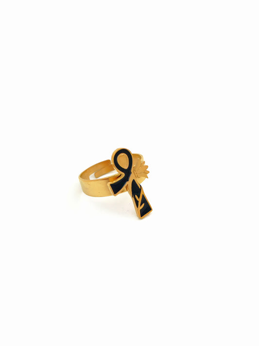 PHARONIC BLACK LIFE KEY STAINLESS RING