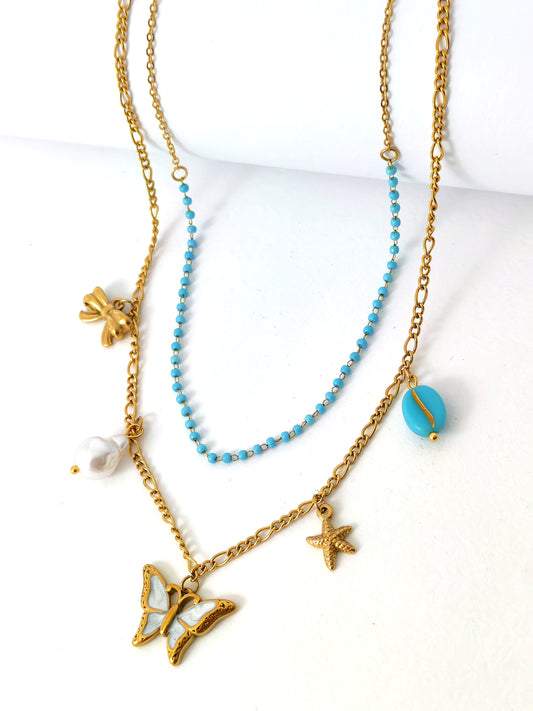 VELONA STAINLESS LAYERED NECKLACE