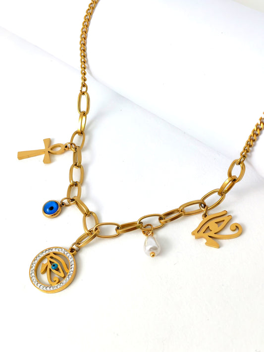 ISET PHAROHNIC STAINLESS NECKLACE