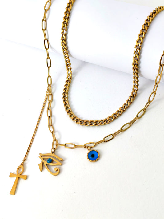 KEMET PHAROHNIC STAINLESS NECKLACE