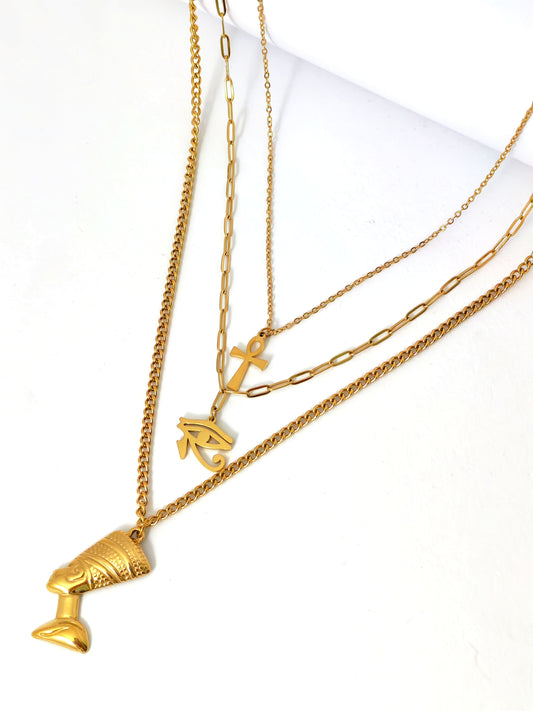 NEFRTITI PHAROHNIC STAINLESS NECKLACE
