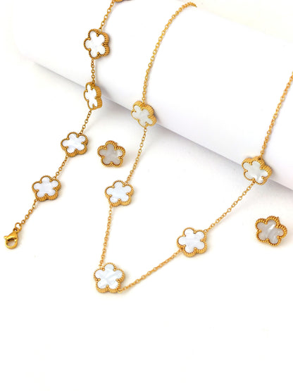 WHITE FLOWER STAINLESS SET