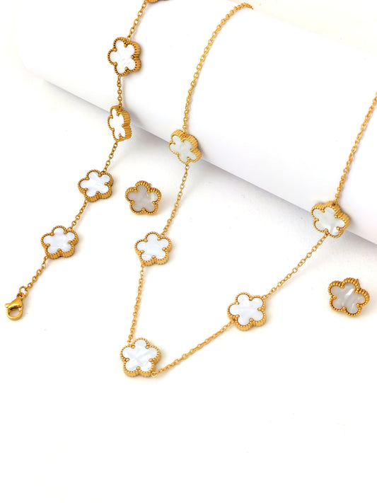 WHITE FLOWER STAINLESS SET