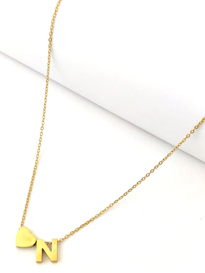 LETTER AND HEART NECKLACE - 12 LETTER