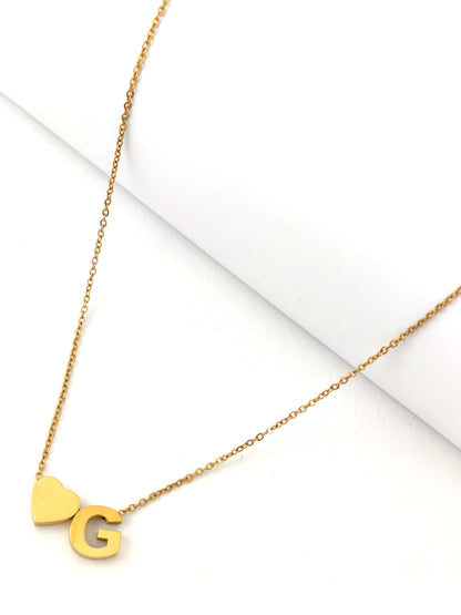 LETTER AND HEART NECKLACE - 12 LETTER