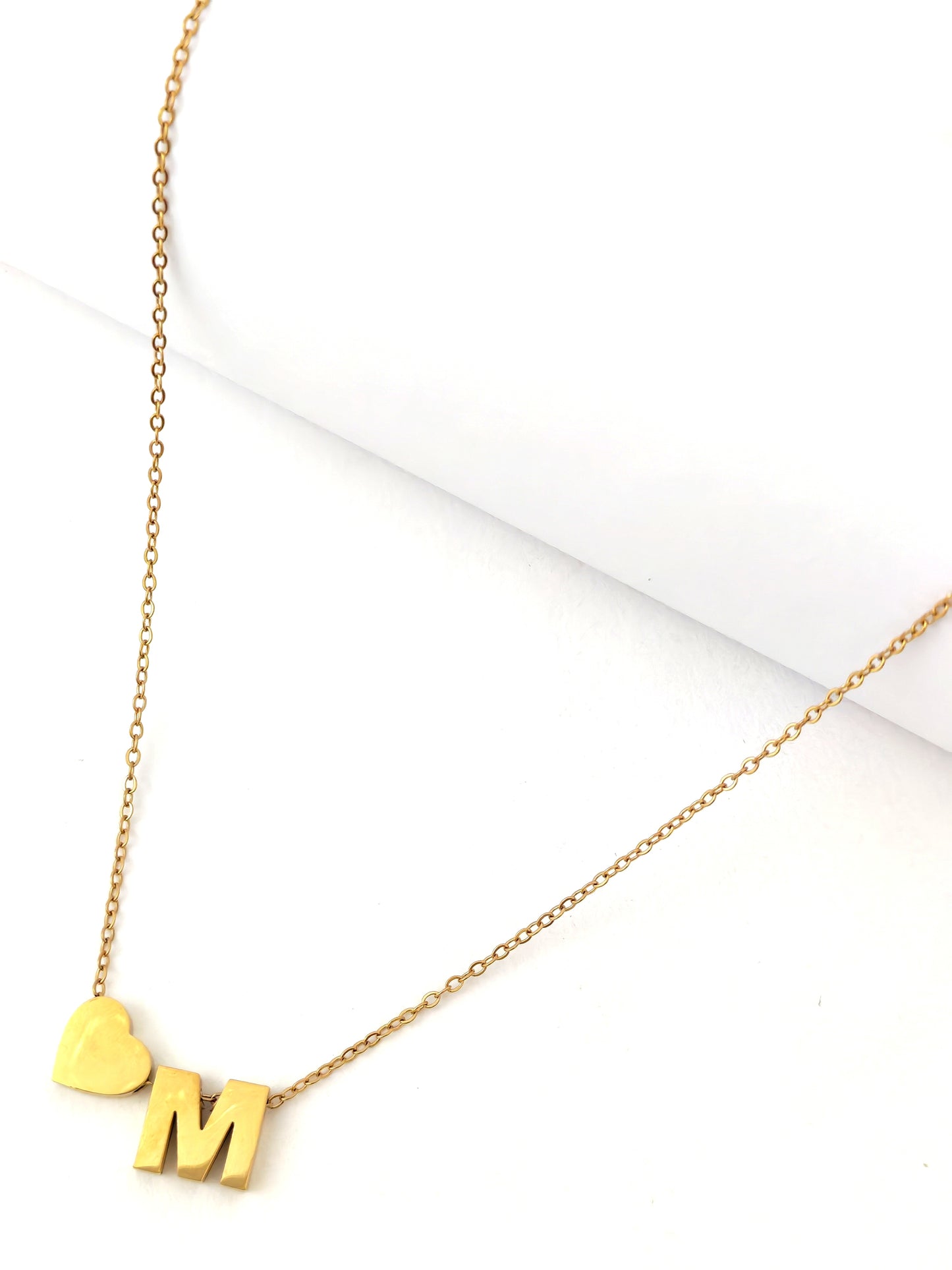 LETTER AND HEART NECKLACE - 12 LETTER