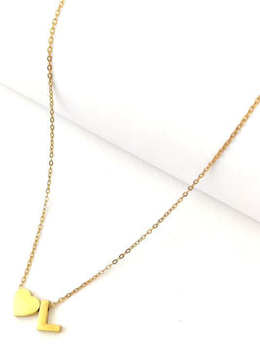 LETTER AND HEART NECKLACE - 12 LETTER