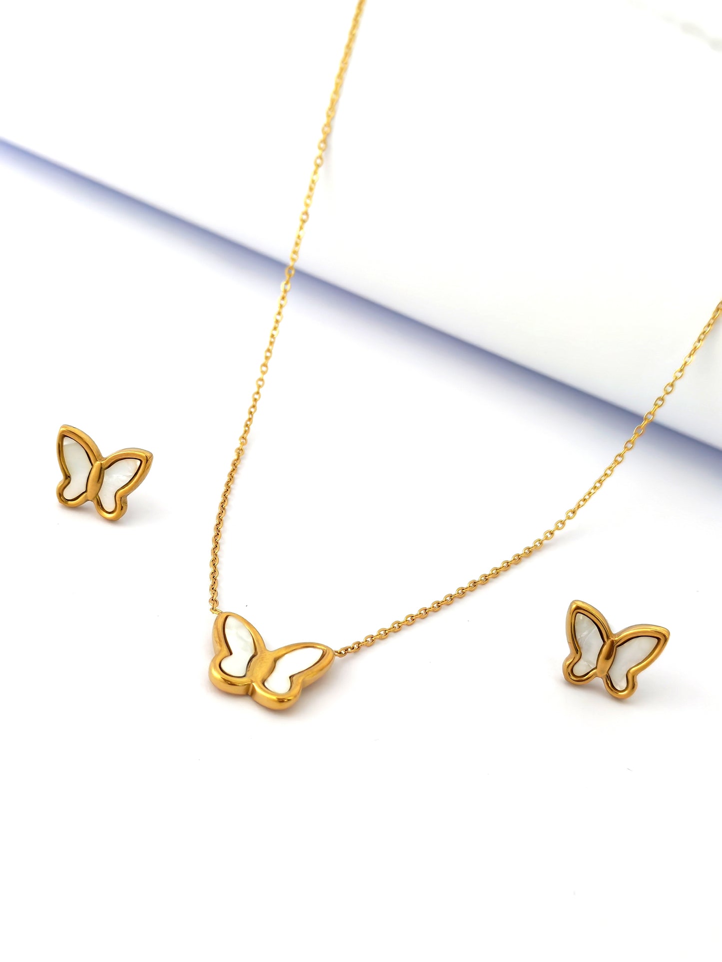 WHITE BUTTERFLY STAINLES SET