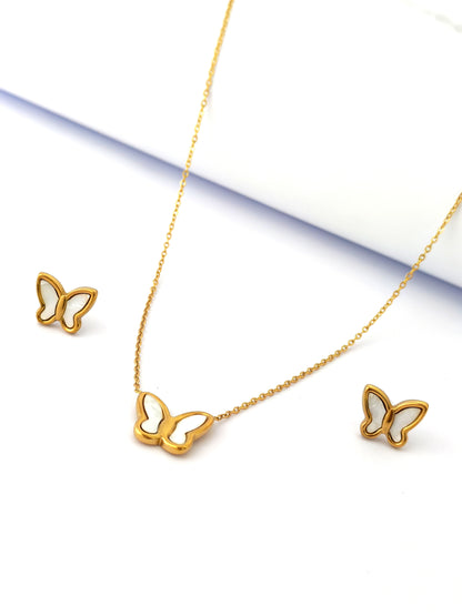 WHITE BUTTERFLY STAINLES SET