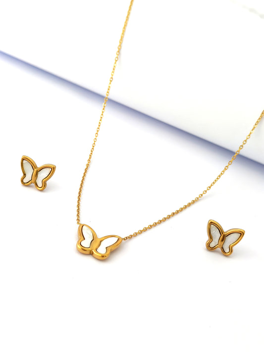 WHITE BUTTERFLY STAINLES SET