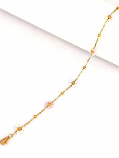 FLOWERS STAINLESS ANKLET