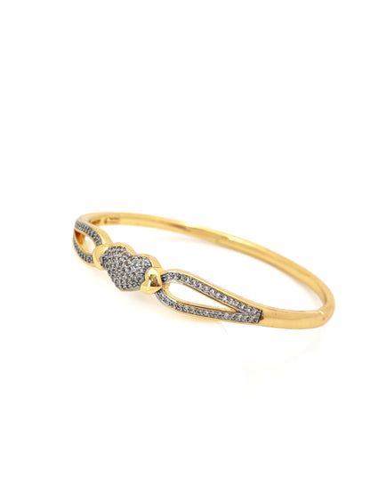 SILVER GOLD HEART BANGLE