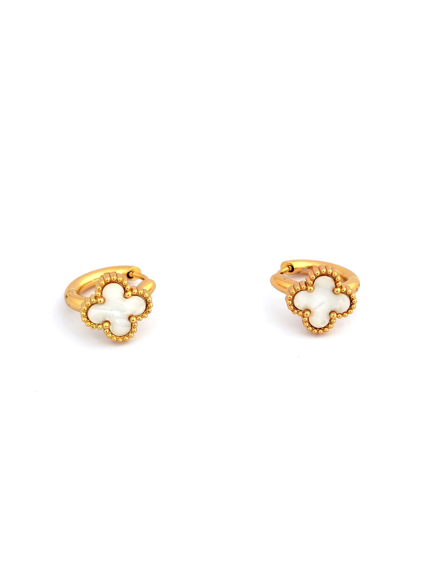 WHITE VANC STAINLESS HOOP EARRING