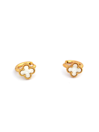 WHITE VANC STAINLESS HOOP EARRING