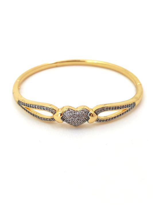 SILVER GOLD HEART BANGLE