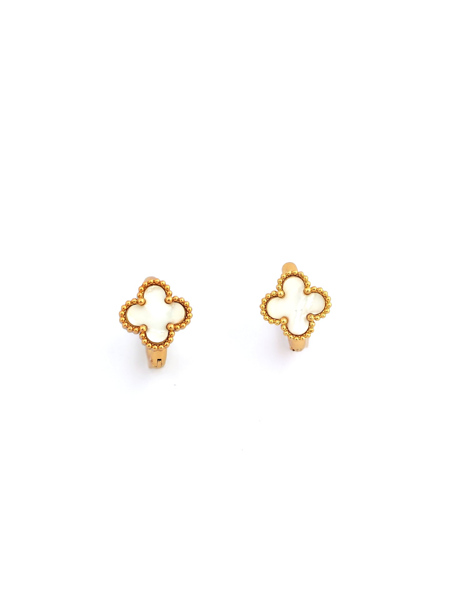 WHITE VANC STAINLESS HOOP EARRING