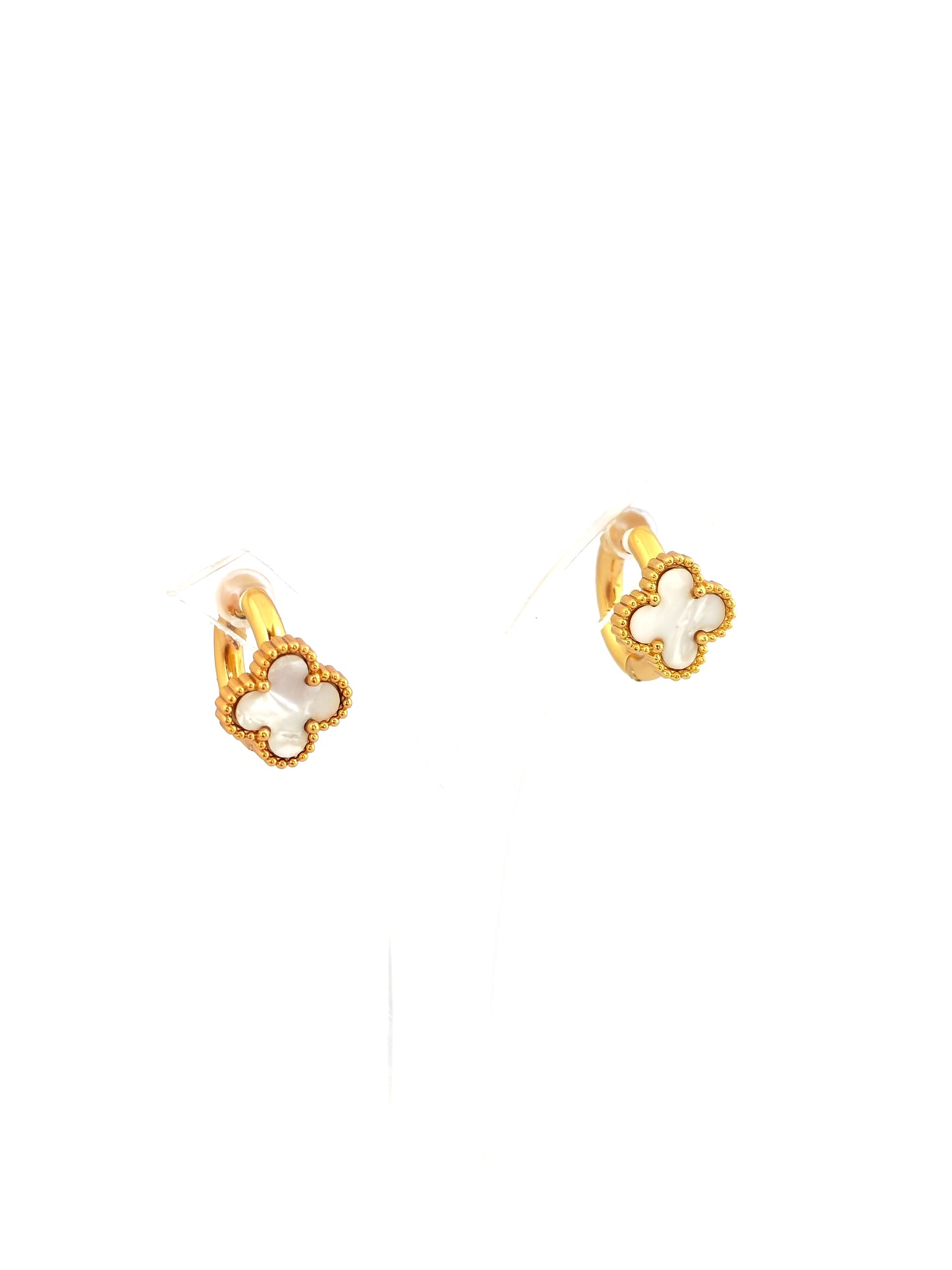 WHITE VANC STAINLESS HOOP EARRING